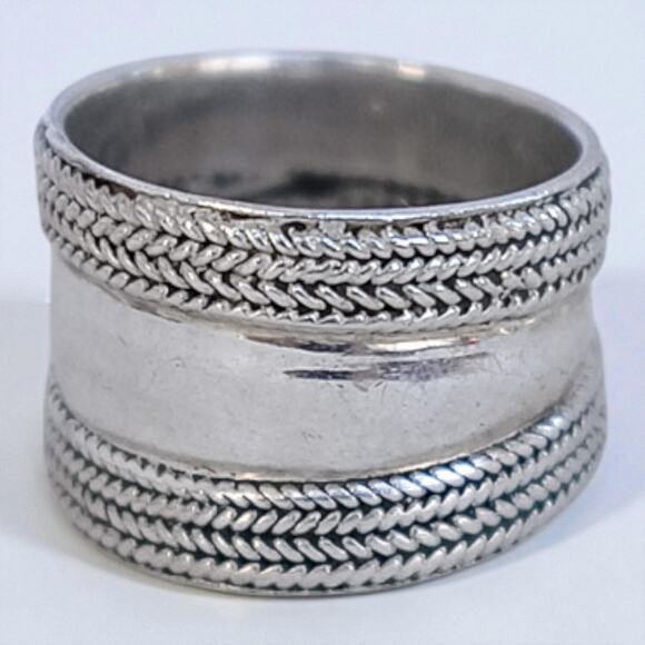 Vintage Sterling Silver 925 Wide Bali Cigar Ring Braided Size 6.5 6g Band - Picture 3 of 5